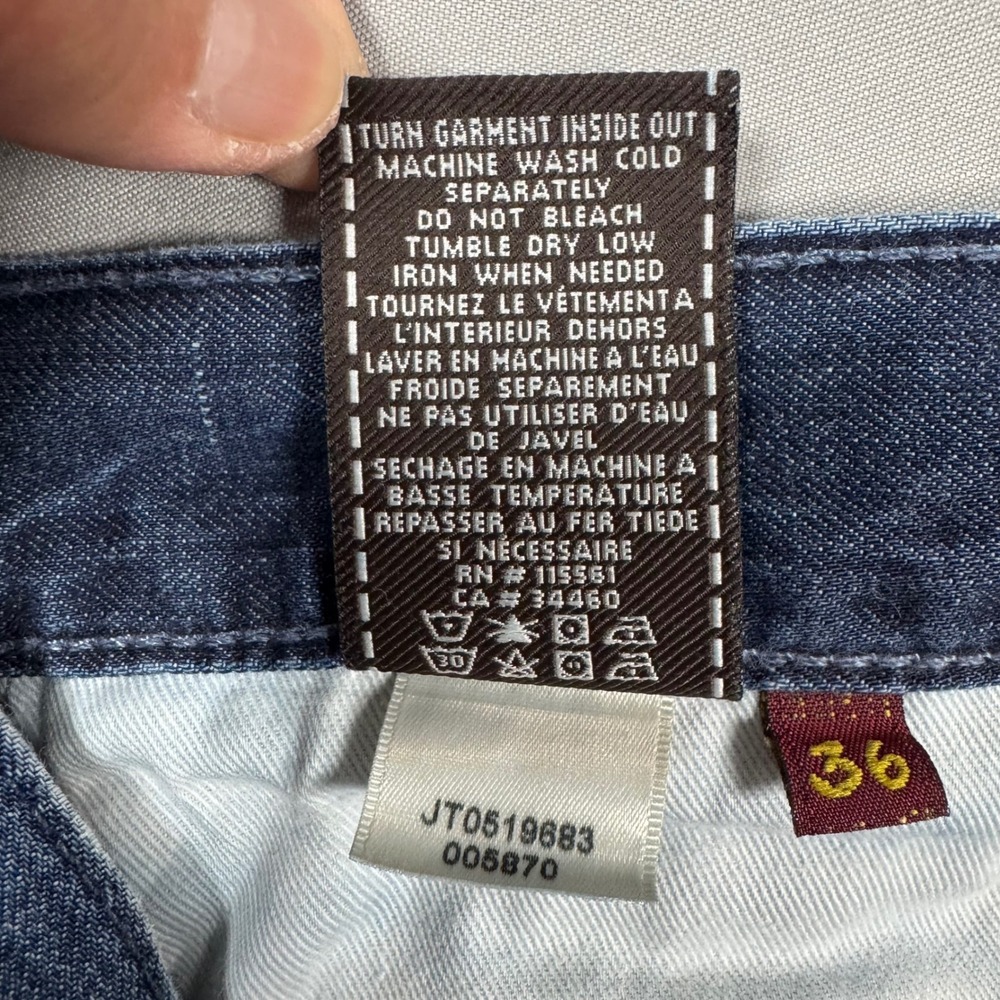 7 For All Mankind Standard Straight Leg Jeans Blue Button Fly Mens 36 (37x34) - Picture 6 of 10